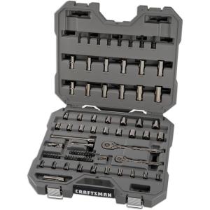 CRAFTSMAN OVERDRIVE 80-Piece Gunmetal Chrome Mechanics Tool Set, Standard SAE/Metric Socket Set, with Hard Case (CMMT99080L)