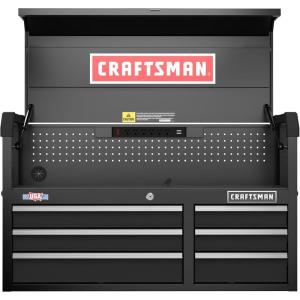 CRAFTSMAN S2000 41IN 6-DRAWER CHEST W/LIGHT & DIVIDE (CMST34162RB)(New (Black))
