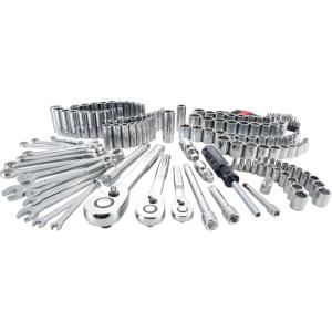 CRAFTSMAN Tool Set, 189 Piece Mechanics Tool Set, 1/4 ,3/8and 1/2 Inch Drive Socket Wrench Set with Thinner Ratchet, Steel 6 and 12point Sockets, Wrenches, Hex Keys and Specialty Bits (CMMT12134)(189 Piece Set)