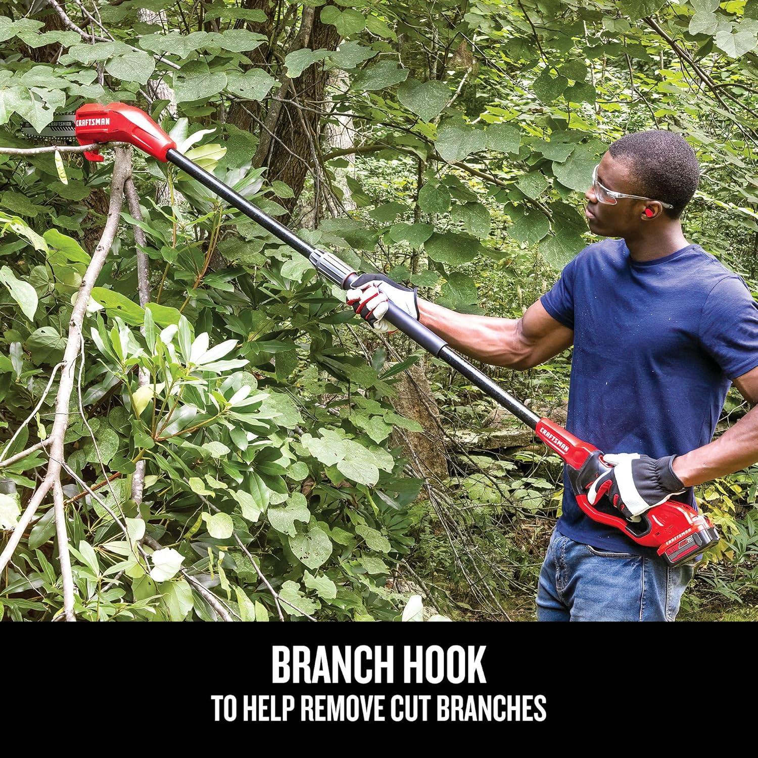 image:imageCRAFTSMAN V20 Cordless Pole Saw 14Foot Battery and Charger Included Pole Saws for Tree Trimming Up to 325 Cuts per Charge 40Ah Electric Tree Trimmer CMCCSP20M1Tool Only