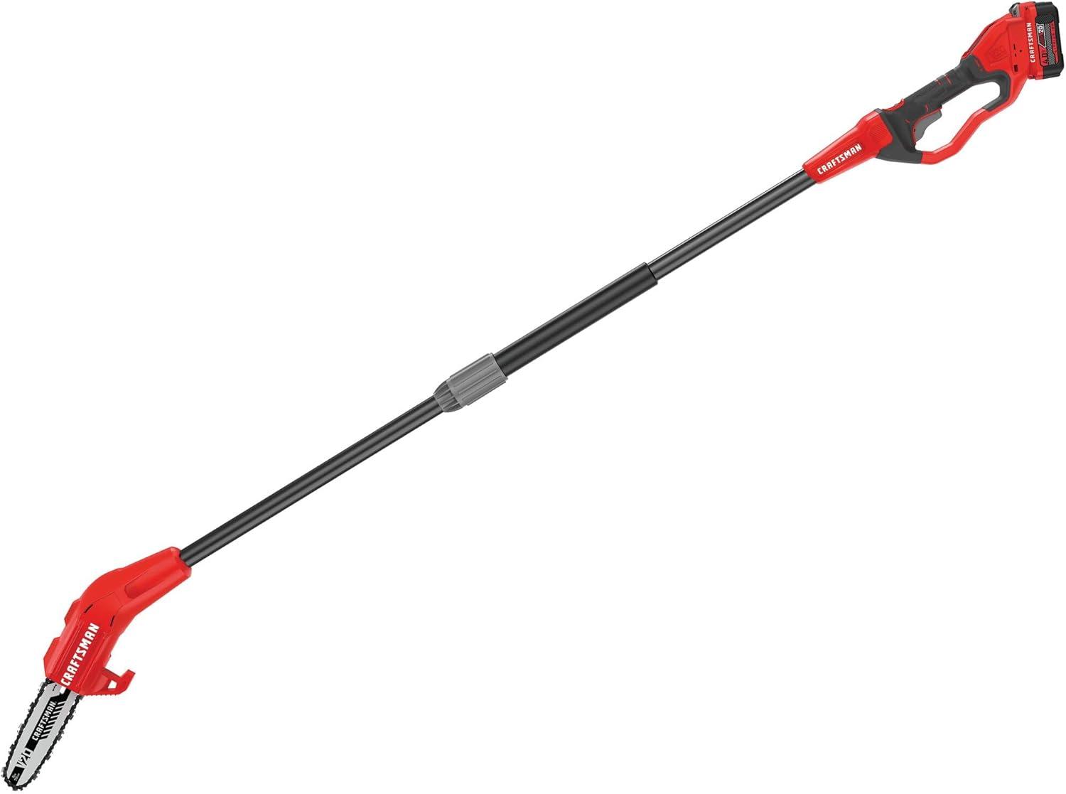 image:imageCRAFTSMAN V20 Cordless Pole Saw 14Foot Battery and Charger Included Pole Saws for Tree Trimming Up to 325 Cuts per Charge 40Ah Electric Tree Trimmer CMCCSP20M1Pole Saw Kit with 4Ah Battery