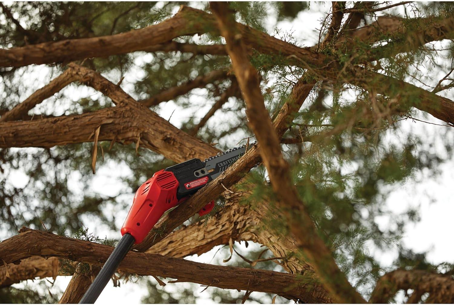 image:imageCRAFTSMAN V20 Cordless Pole Saw 14Foot Battery and Charger Included Pole Saws for Tree Trimming Up to 325 Cuts per Charge 40Ah Electric Tree Trimmer CMCCSP20M1Pole Saw Kit with 4Ah Battery