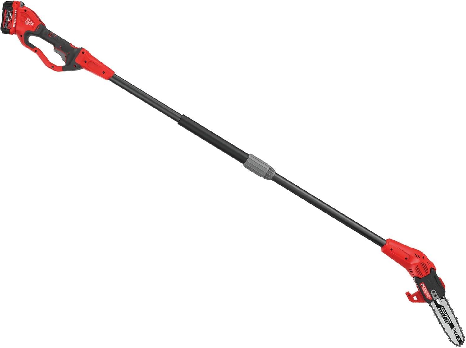 image:imageCRAFTSMAN V20 Cordless Pole Saw 14Foot Battery and Charger Included Pole Saws for Tree Trimming Up to 325 Cuts per Charge 40Ah Electric Tree Trimmer CMCCSP20M1Pole Saw Kit with 4Ah Battery