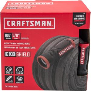 CRAFTSMAN ExoShield Heavy-Duty Fabric Hose – Industrial-Grade Lightweight Garden Hose, 50 Feet x 5/8 Inch(100 Feet)