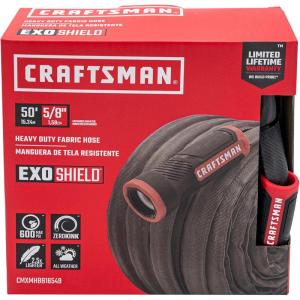 CRAFTSMAN ExoShield Heavy-Duty Fabric Hose – Industrial-Grade Lightweight Garden Hose, 50 Feet x 5/8 Inch(50 Feet)