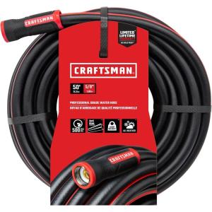 Craftsman Heavy Duty Professional Grade Black Garden Hose, 100 Feet x 5/8 Inch(50 Ft)