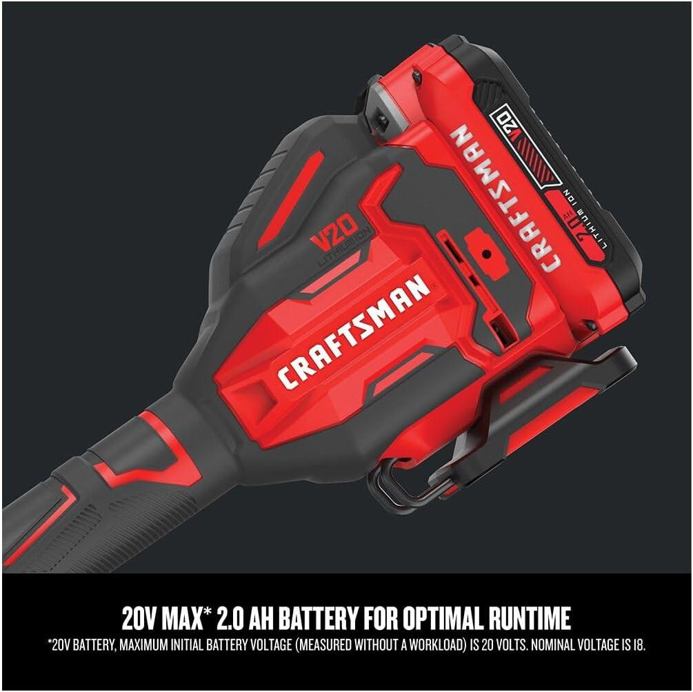 image:imageCRAFTSMAN V20 WEEDWACKER Cordless String Trimmer with QUICKWIND 4 Ah Battery Charger and Spool Included CMCST920M1 Red and Blackw Cordless Starter Kit NEW VERSION