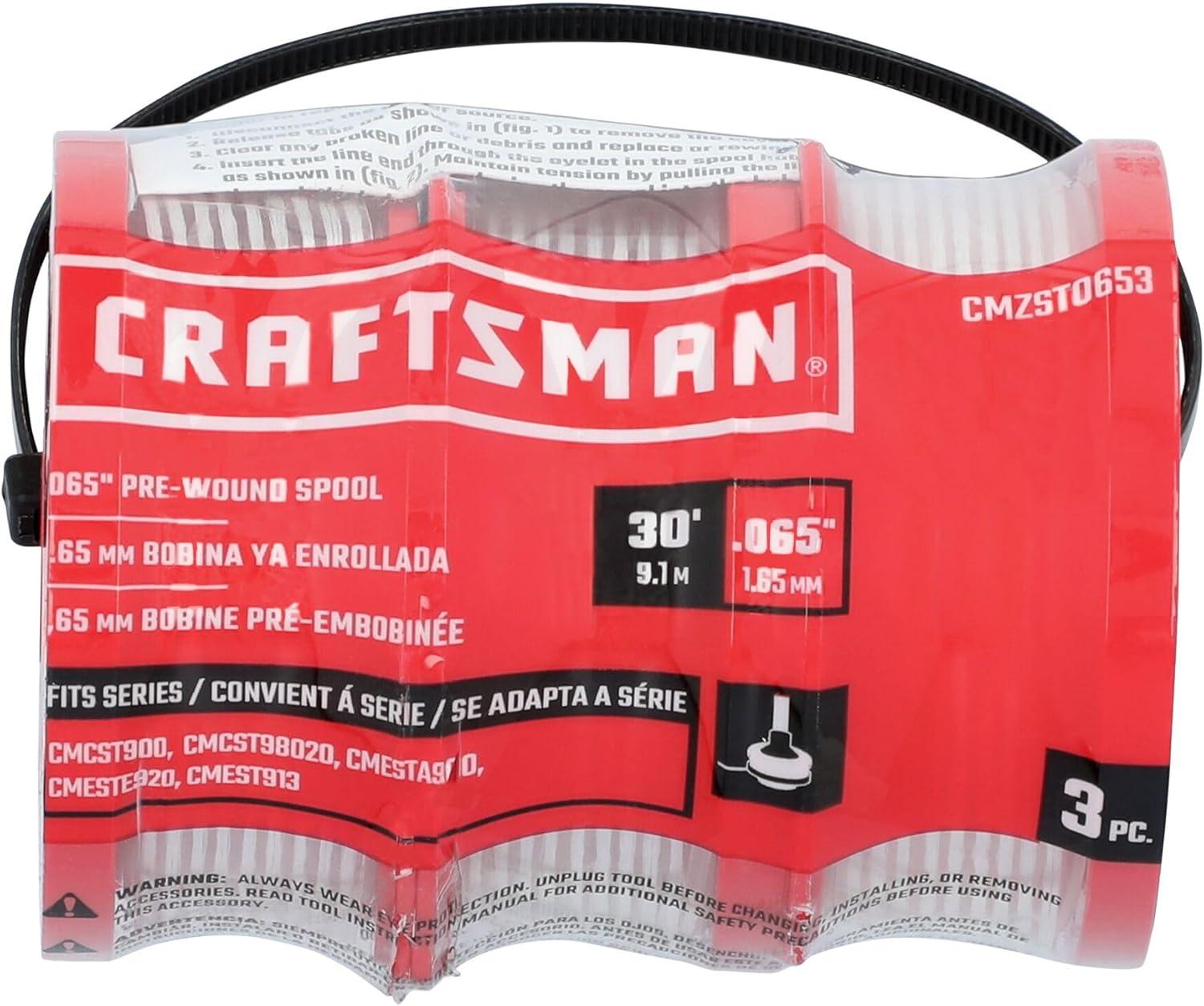 image:imageCRAFTSMAN String Trimmer Line Weed Eater String 0065 Inch 30Feet of Replacement Spool 3Pack Spools CMZST0653Trimmer Line