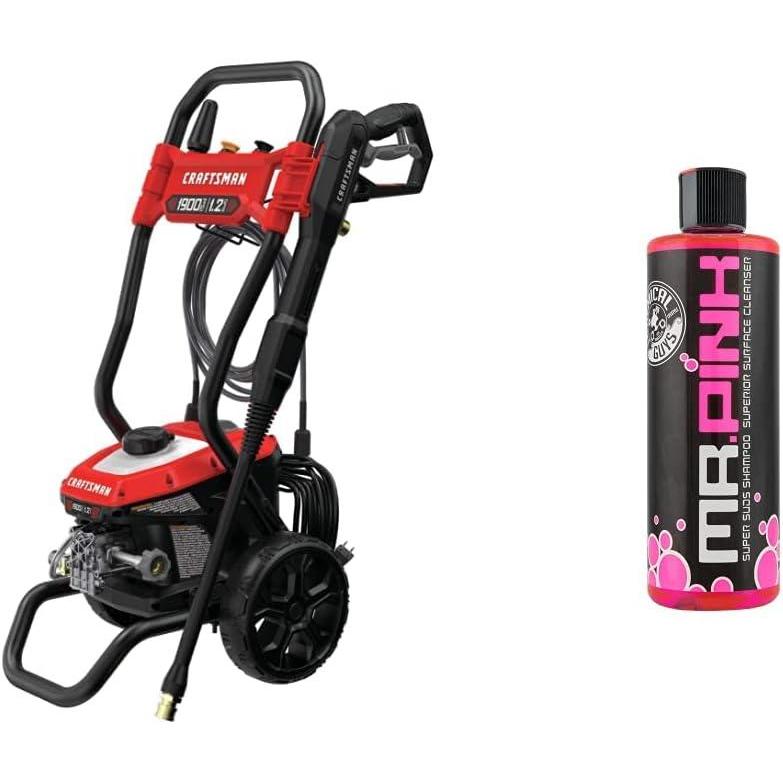 image:imageCRAFTSMAN Pressure Washer 1900 PSI CMEPW1900 amp Chemical Guys CWS40216 Mr Pink Foaming Car Wash Soap Safe for Cars Trucks Motorcycles RVs amp More 16 fl oz Candy ScentWasher Soap 16 fl oz