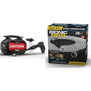 CRAFTSMAN 1700-PSI Electric Pressure Washer Bundle with Bionic Steel 25 FT Garden Hose with Nozzle