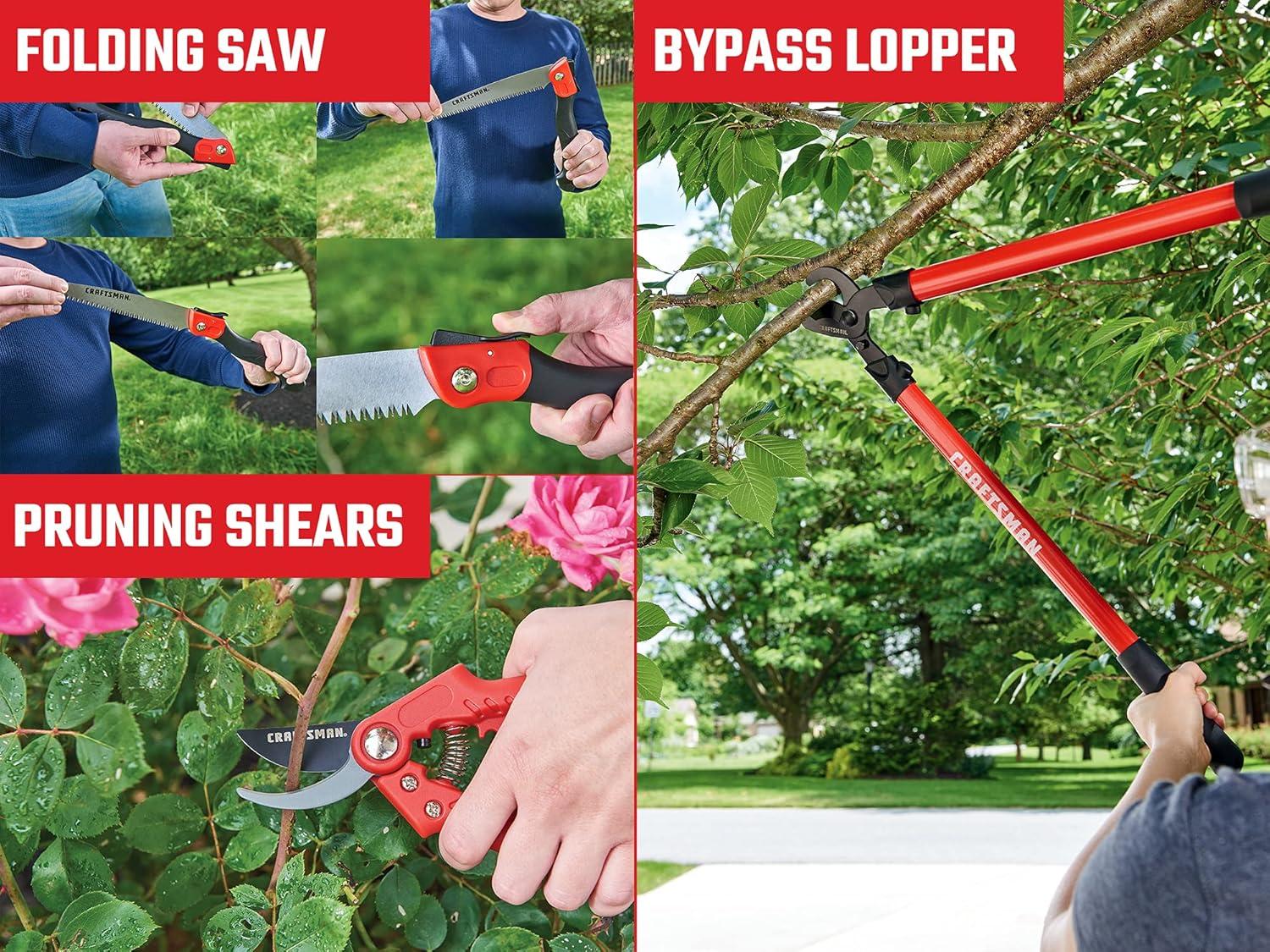 image:imageCRAFTSMAN CMXMCBA0700 Bypass Pruning Shears Lightweight Steel BlackTree Shrub Pruning Set