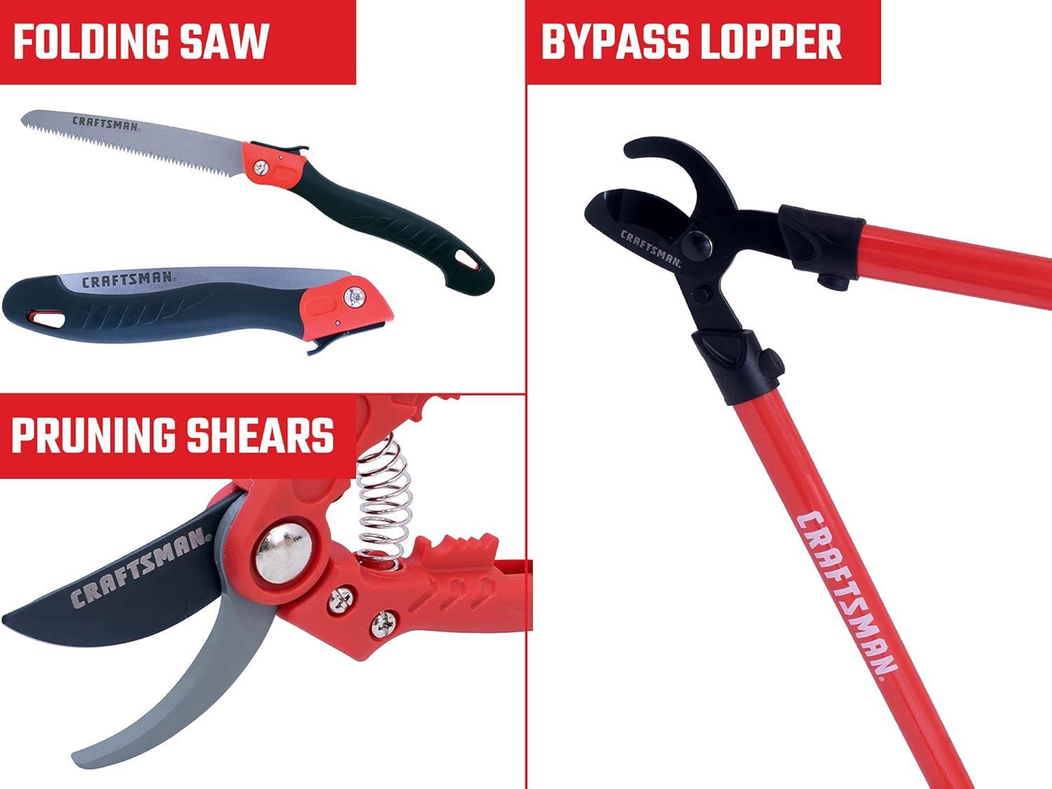 image:imageCRAFTSMAN CMXMCBA0700 Bypass Pruning Shears Lightweight Steel BlackTree Shrub Pruning Set