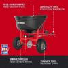 Craftsman CMXGZBF7124571, 110lb Capacity Tow-Behind Lawn Broadcast Spreader, Approximately Coverage of 1/3rd Acre (17,500 sq. ft.), 10-Ft Spread Width, Steel Rod Flow Control, Universal Hitch(110lb Capacity Tow-Behind Lawn Broadcast Spreader)