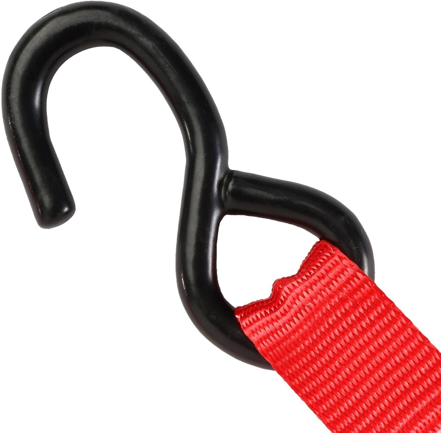 image:imageCRAFTSMAN CMXAZBS15004 BlackRed 1 x 12 Ratchet Tie Down Straps LightMidWeight Duty 1500 lb Break Strength 4 Pack4 Pack