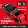 CRAFTSMAN CMXAZBS15004 Black/Red 1″ x 12′ Ratchet Tie Down Straps – Light/Mid-Weight Duty (1500 lb Break Strength), 4 Pack(4 Pack)