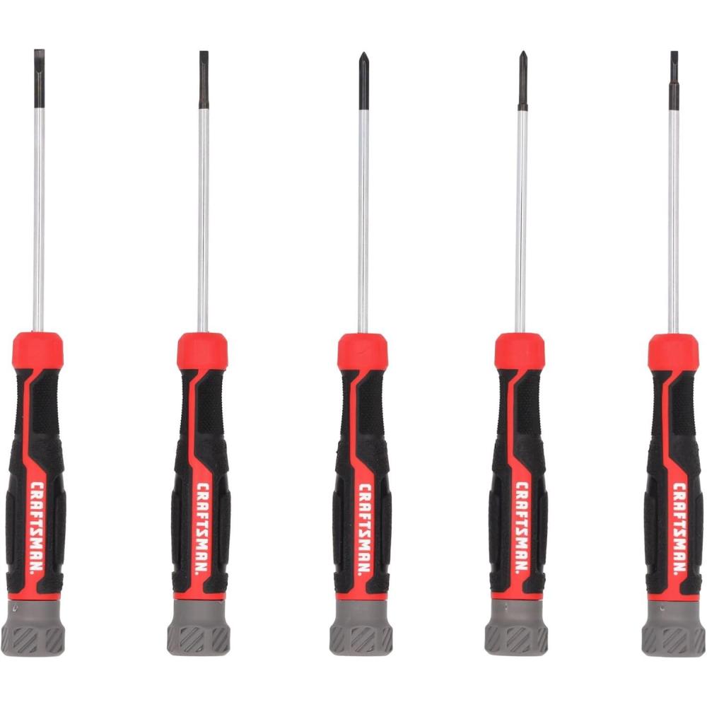 image:imageCRAFTSMAN Precision Screwdriver Set 5 PC Durable Magnetic Tips Textured Grip Handle CMHT65141