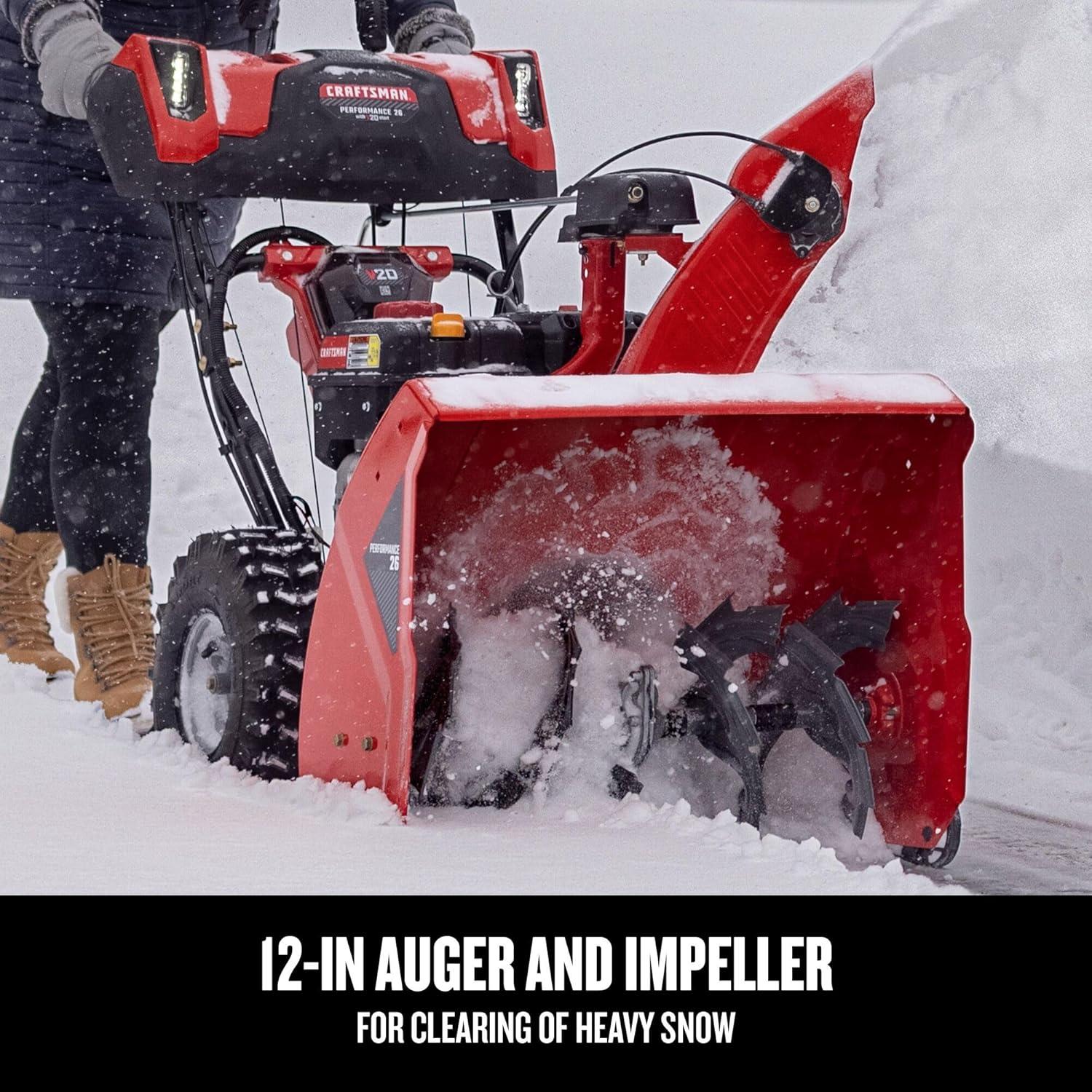 image:imageCRAFTSMAN Performance 26 V20 TwoStage Self Propelled Snow Blower with PushButton Start Battery Powered 243cc Engine 31AN5C4FB93