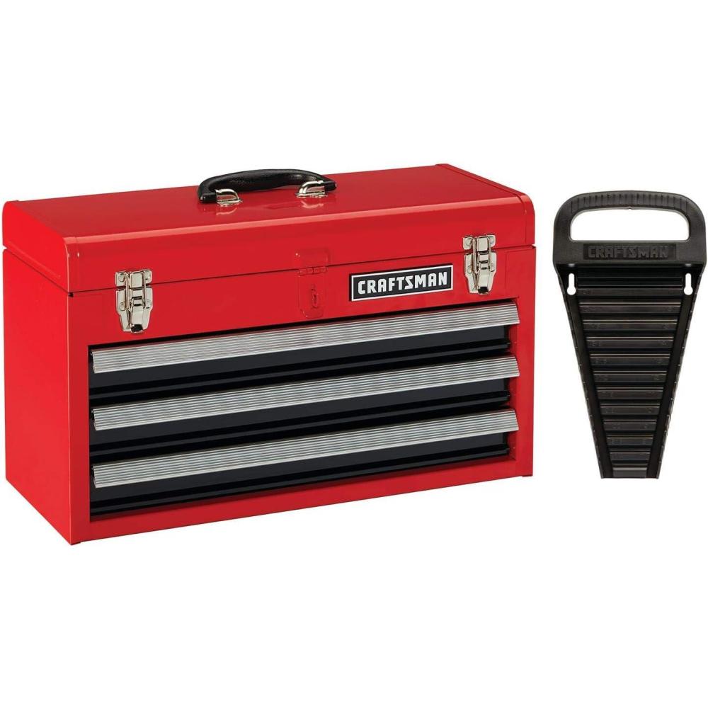 image:imageCRAFTSMAN Tool Chest 3Drawer Portable with Wrench Organizer Stainless Steel Capacity Holds Up To 25lb In Each Drawer CMST53005RB