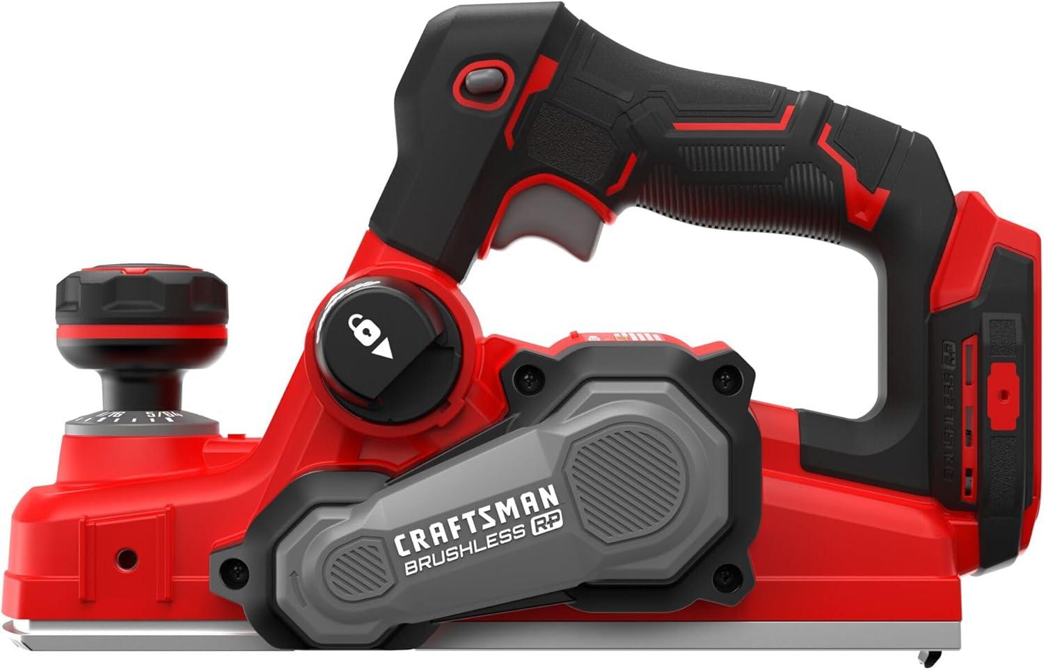 image:imageCRAFTSMAN V20 Cordless Brushless Hand Planer 314 In Fast Cutting Wood Planer with Dust Bag Up to 15000 RPM Tool Only CMCW350B