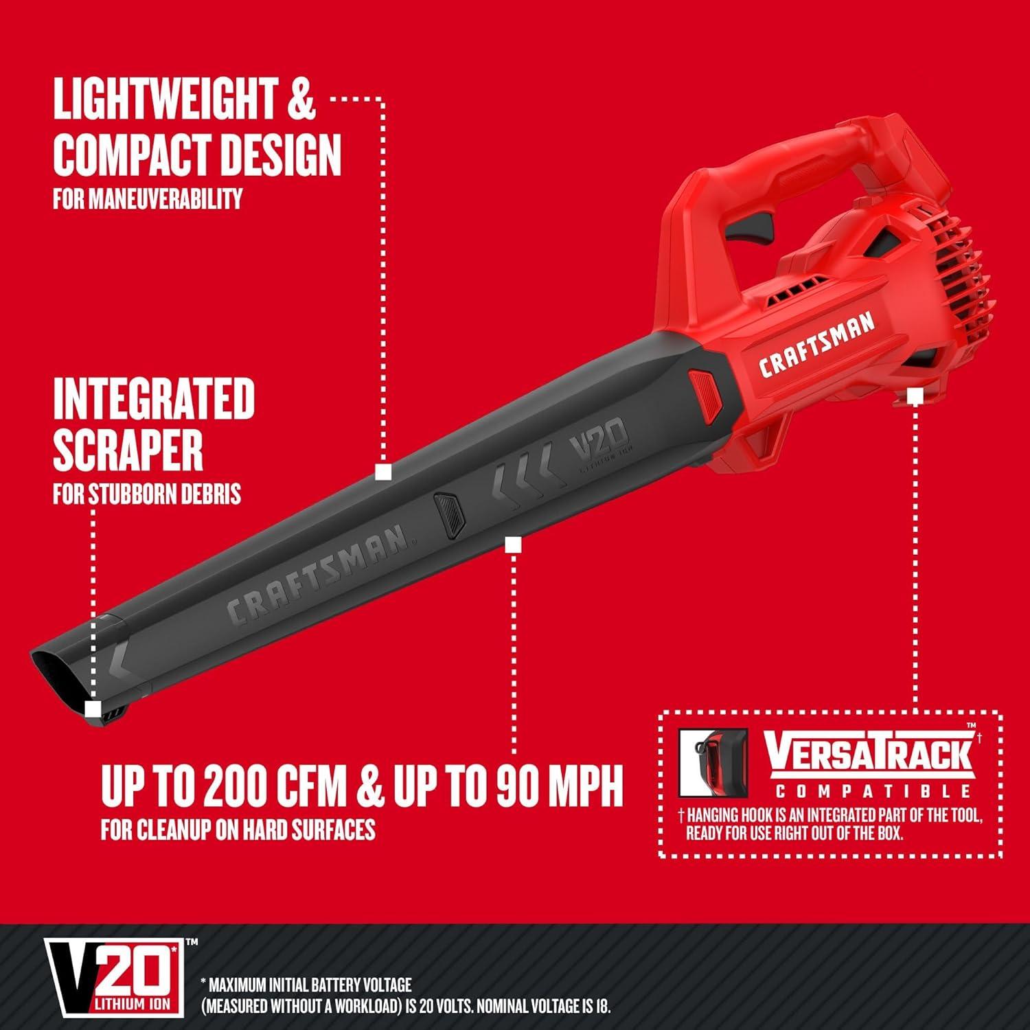 image:imageCRAFTSMAN V20 Cordless String TrimmerEdger and Leaf Blower Combo with 40 Ah Battery and Charger Wide Cut Weedwacker 90 MPH Blower Lightweight CMCK279M1Tool Only