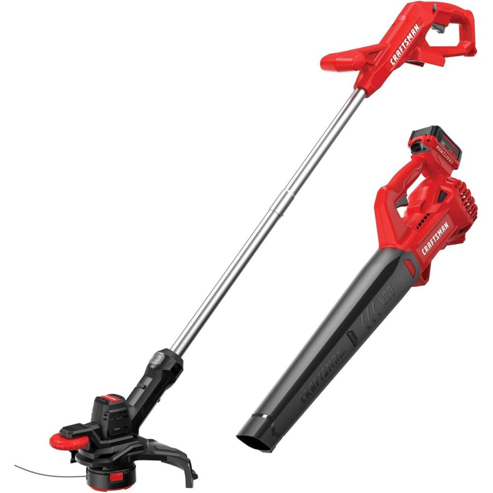 image:imageCRAFTSMAN V20 Cordless String TrimmerEdger and Leaf Blower Combo with 40 Ah Battery and Charger Wide Cut Weedwacker 90 MPH Blower Lightweight CMCK279M1Blower Trimmer Combo Kit