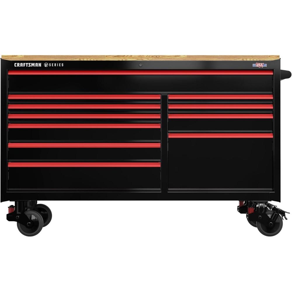image:imageCRAFTSMAN VSeries 63 in Garage Storage Mobile Workstation with 11 Drawers CMSTVS6311BK