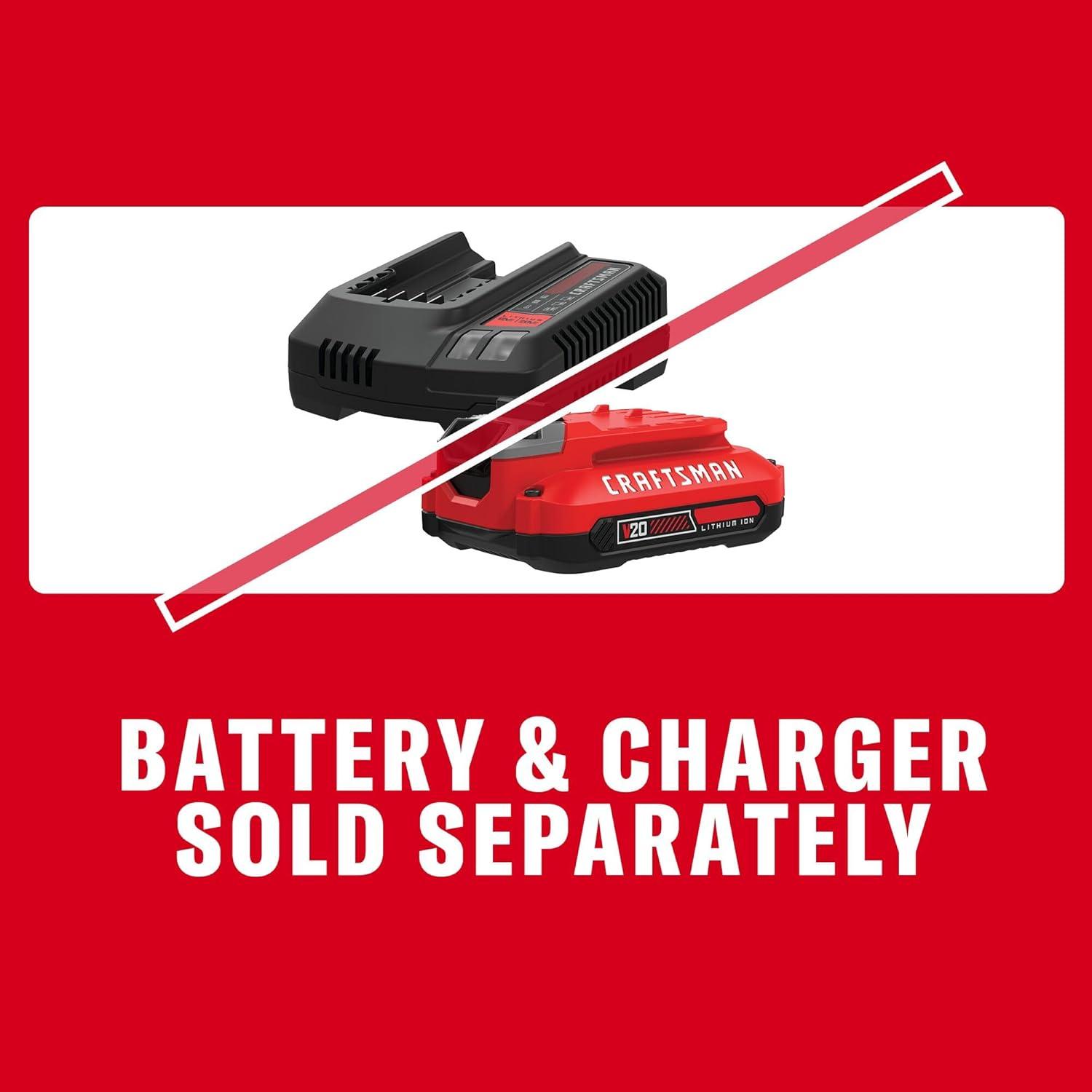 image:imageCRAFTSMAN V20 Cordless Ratchet Wrench MultiSize 38 Ratchet 14 and 12 Interchangeable Anvils LED Light 40 ftlbs Torque 300 RPM Battery Not Included CMCF935B