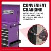 CRAFTSMAN Full Bank Utility Cart on Wheels, 37 x 21 x 41 Inch, Six Soft-Close Drawers, Power Outlets, Side Tray, Rolling Tool Box, Purple (CMSTUC06PB)