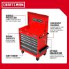CRAFTSMAN Rolling Cart with Drawers, Full Bank Utility Cart, Six Soft-Close Drawers Tool Chest, Power Outlets, Side Tray, Heavy Duty Casters, 37 x 21 x 41 Inch, Red (CMSTUC06RB)