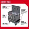 CRAFTSMAN Tool Cart with Wheels, Full Bank Rolling Utility Cart, 37 x 21 x 41 Inch, Power Outlets and USB Connectors, Integrated Pegboard, Internal Locking System, Gray (CMSTUC06GB)