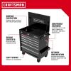 CRAFTSMAN Tool Chest with Wheels, Full Bank Utility Cart, Six Soft-Close Drawers, Power Outlets, Side Tray, Storage Cart, Heavy Duty Casters, 37 x 21 x 41 Inch, Black (CMSTUC06BK)