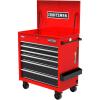 CRAFTSMAN Rolling Cart with Drawers, Full Bank Utility Cart, Six Soft-Close Drawers Tool Chest, Power Outlets, Side Tray, Heavy Duty Casters, 37 x 21 x 41 Inch, Red (CMSTUC06RB)